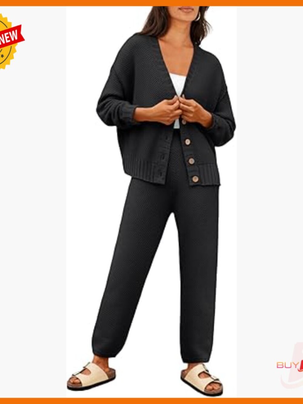 Cotton Blend Cardigan Lounge Set Size M Relaxed Fit Long Sleeve